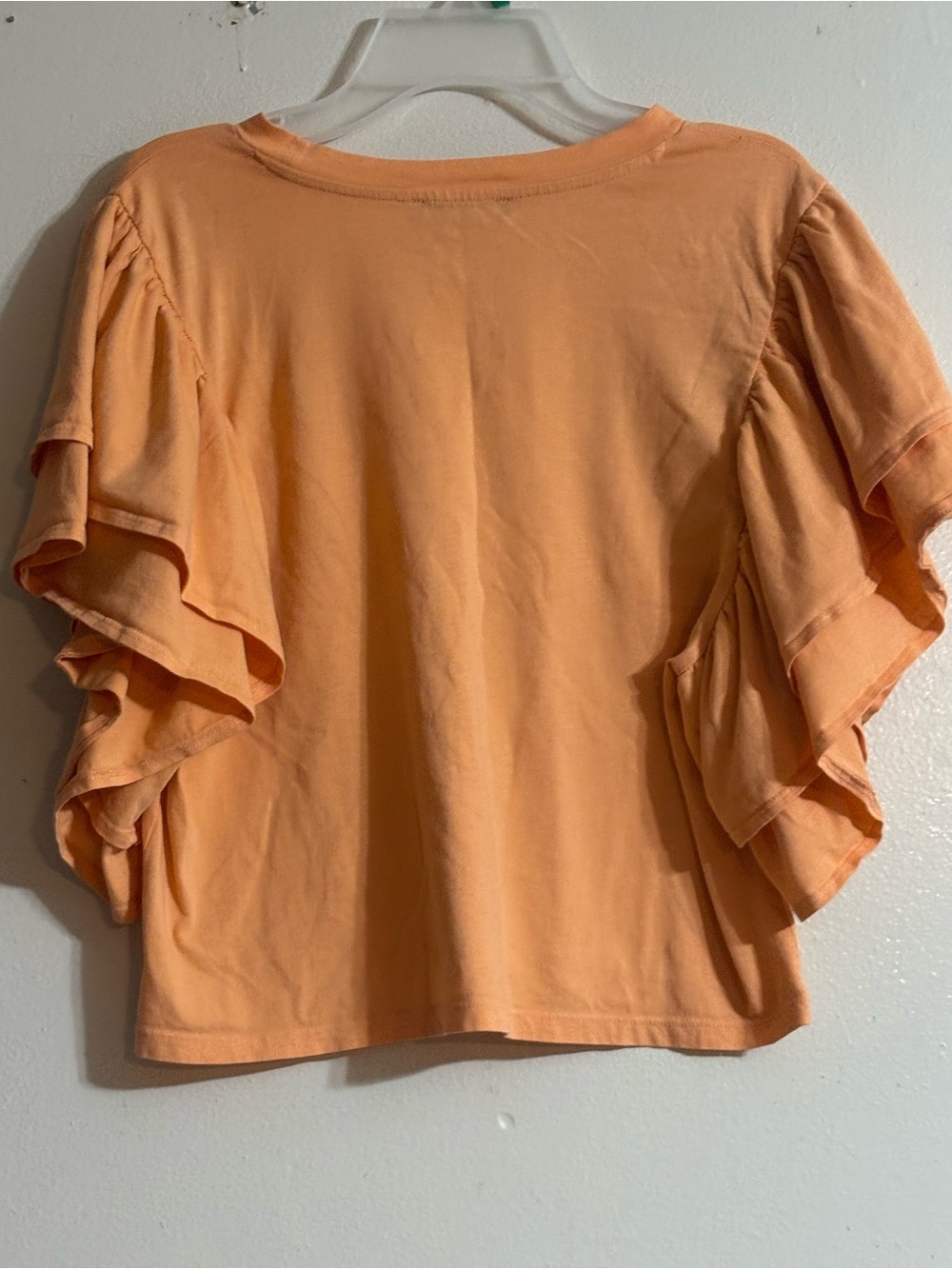 Zara Angel Wings Warm Orange Ruffle Sleeve Slightly Crop Top